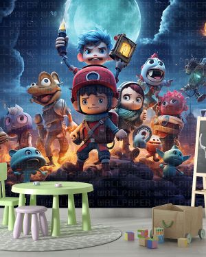 3D kahramanlar çocuk odası poster duvar kağıdı
