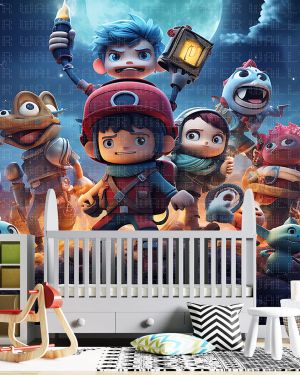 3D kahramanlar çocuk odası poster duvar kağıdı