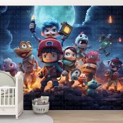3D kahramanlar çocuk odası poster duvar kağıdı
