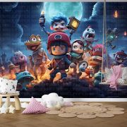 3D kahramanlar çocuk odası poster duvar kağıdı