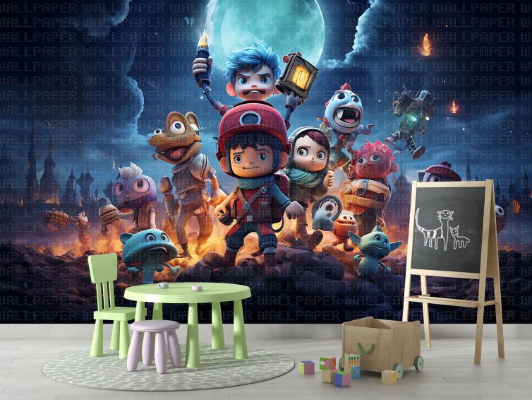 3D kahramanlar çocuk odası poster duvar kağıdı