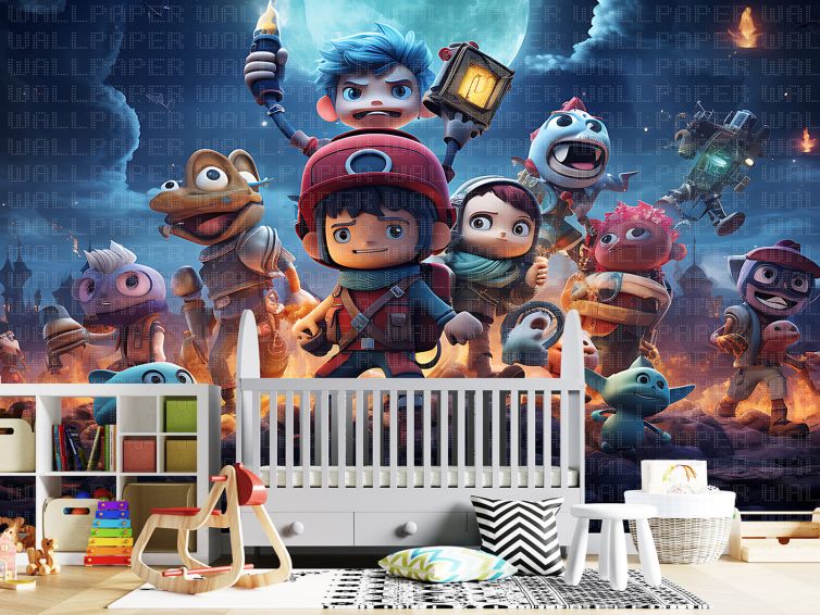 3D kahramanlar çocuk odası poster duvar kağıdı