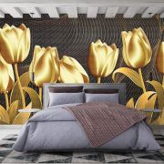 3d altın rengi laleler poster duvar kağıdı