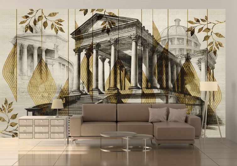 Antik tapınak ve desenler poster duvar kağıdı