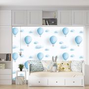 Bulutlar balonlar desen çocuk odası poster duvar kağıdı