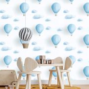 Bulutlar balonlar desen çocuk odası poster duvar kağıdı