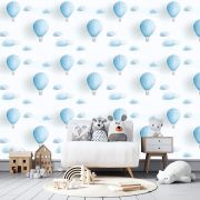 Bulutlar balonlar desen çocuk odası poster duvar kağıdı