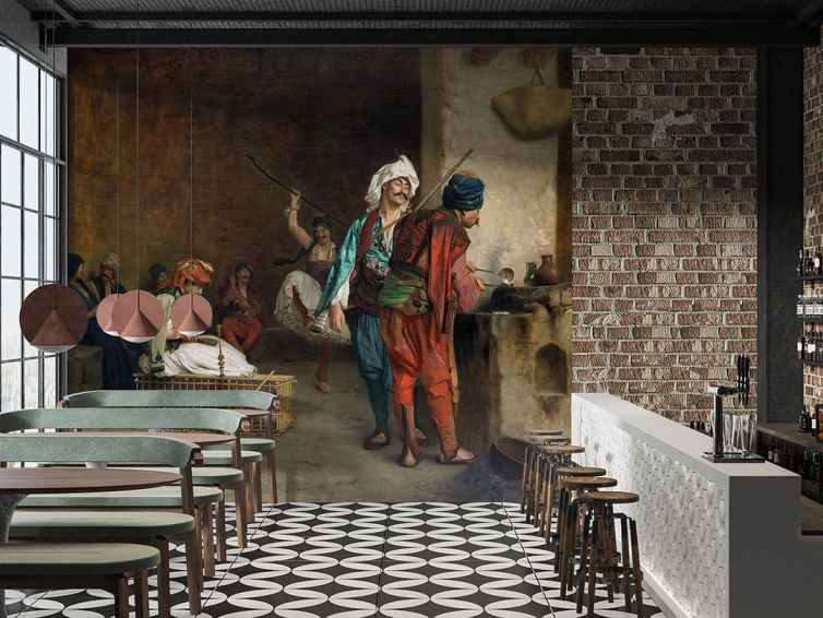 Cafe House Cairo Jean Leon Gerome poster duvar kağıdı