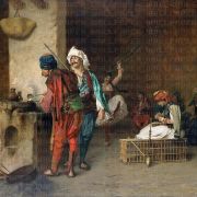 Cafe House Cairo Jean Leon Gerome poster duvar kağıdı
