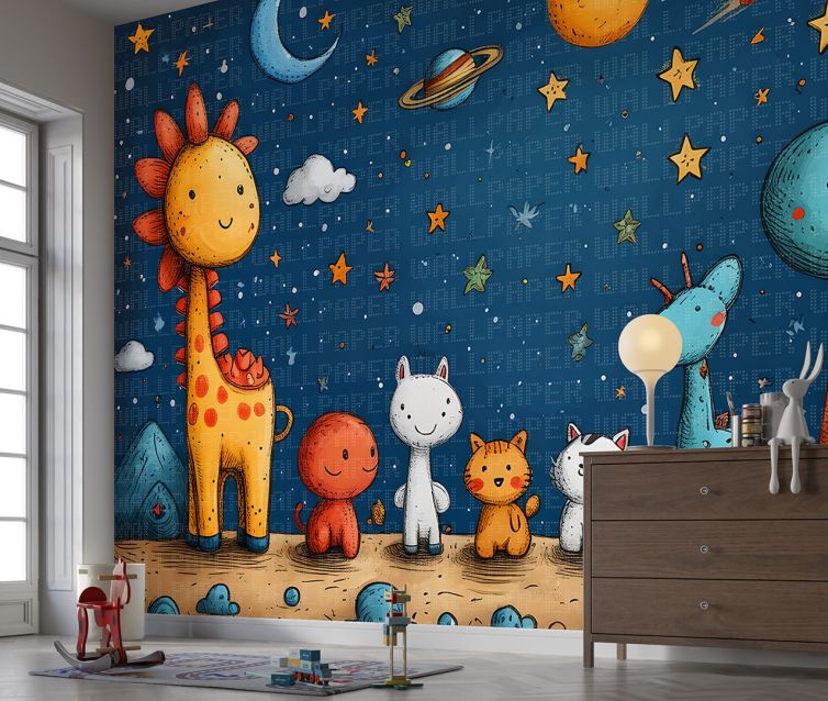 Çocuk odası uzay serisi 14 poster duvar kağıdı