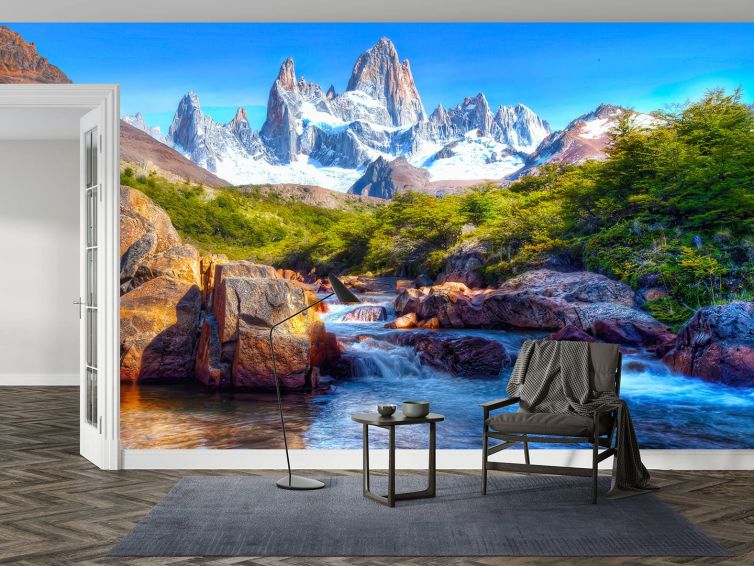 Dağlar ve ırmak poster duvar kağıdı