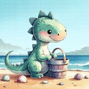 Deniz kıyısında dinozor çocuk odası poster duvar kağıdı