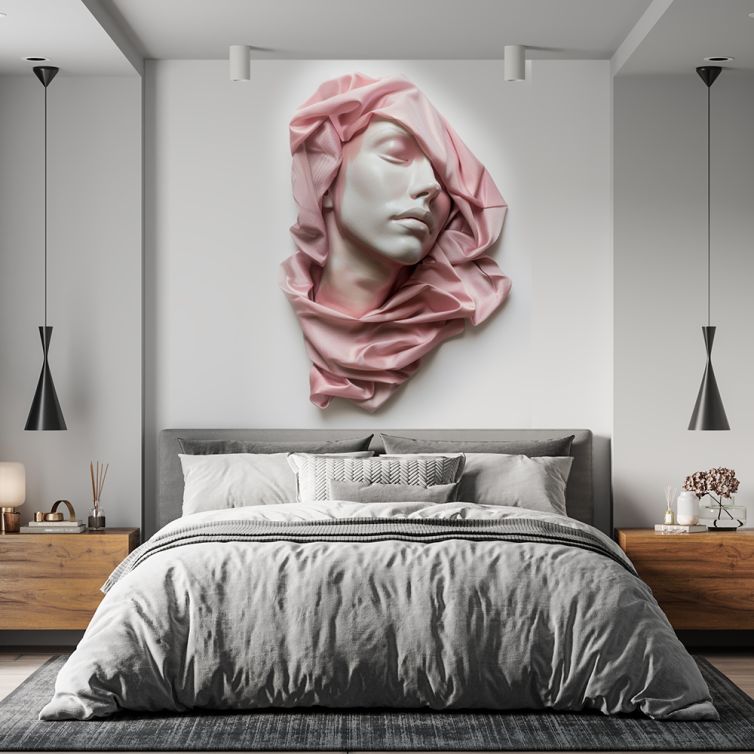 Eşarp ve kadın rölyef poster duvar kağıdı