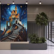 Gece kale yıldızlar poster duvar kağıdı