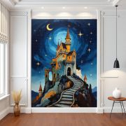 Gece kale yıldızlar poster duvar kağıdı