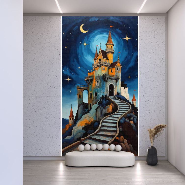 Gece kale yıldızlar poster duvar kağıdı