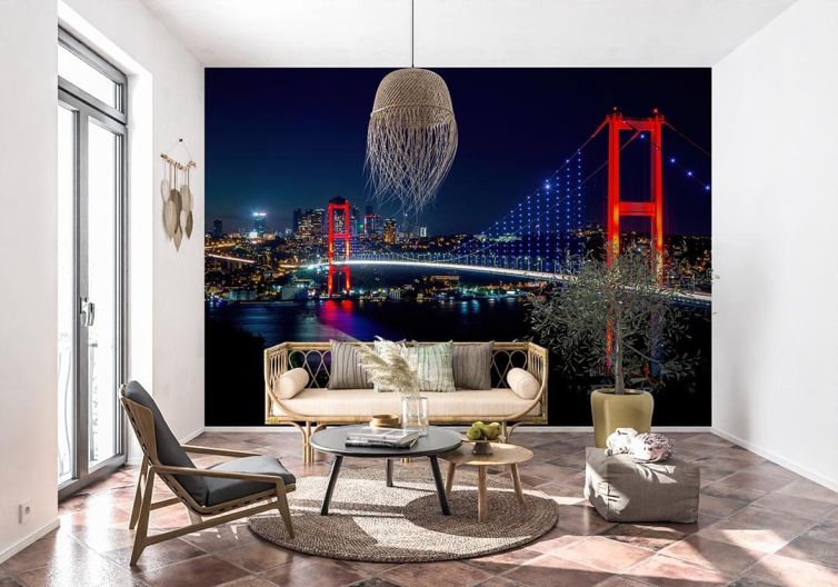 Gece ve İstanbul Boğazı poster duvar kağıdı