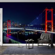 Gece ve İstanbul Boğazı poster duvar kağıdı