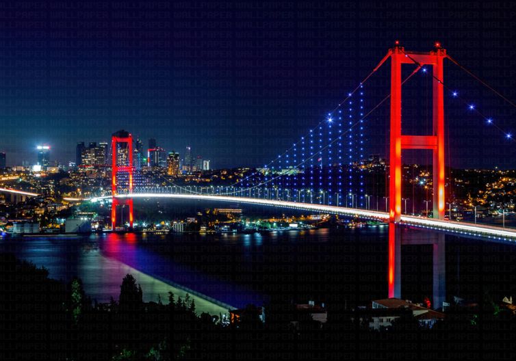 Gece ve İstanbul Boğazı poster duvar kağıdı