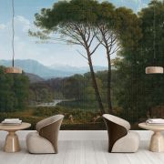 Irmak ve ağaçlar poster duvar kağıdı