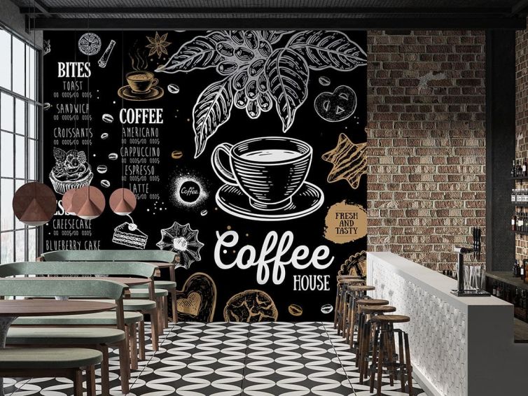 Kahve evi poster duvar kağıdı