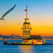 Kız kulesi ve martılar poster duvar kağıdı