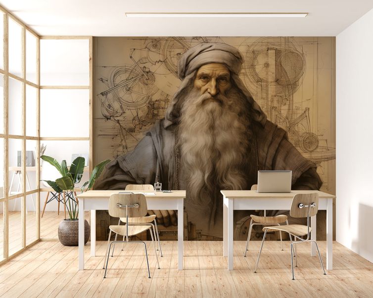 Leonardo da Vinci illüstrasyon poster duvar kağıdı