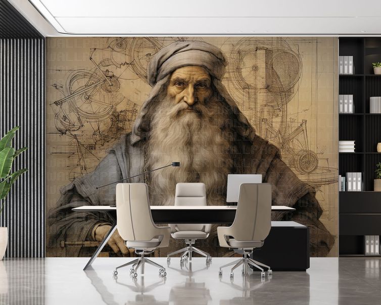 Leonardo da Vinci illüstrasyon poster duvar kağıdı