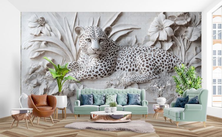 Leopar rölyefi poster duvar kağıdı