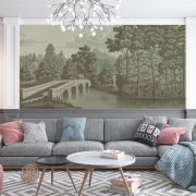 Nehir kıyısında heykel poster duvar kağıdı