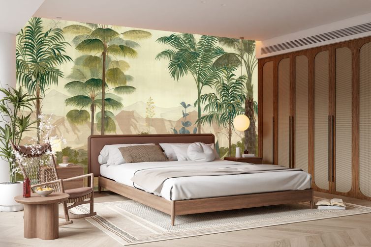 Pastel tonlarda palmiyeler poster duvar kağıdı