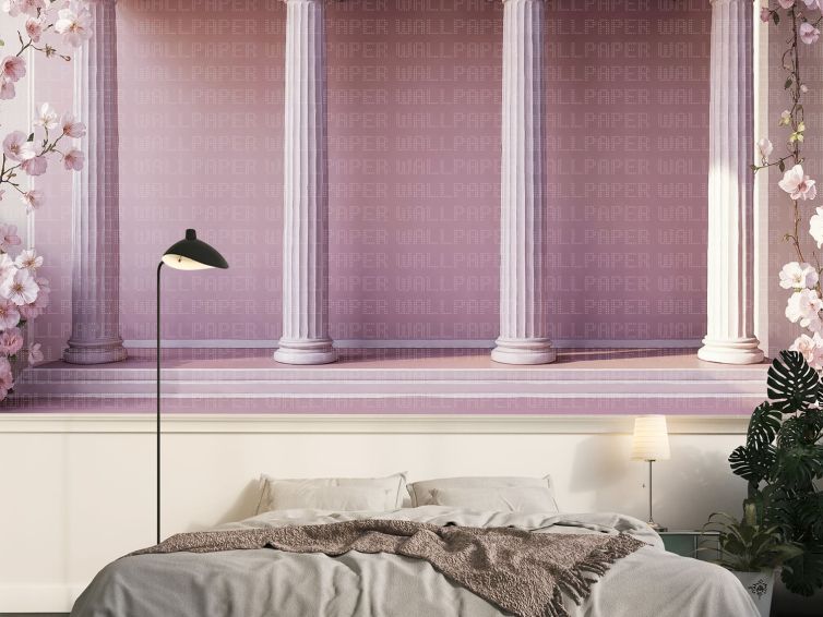 Pembe zeminde sütunlar poster duvar kağıdı