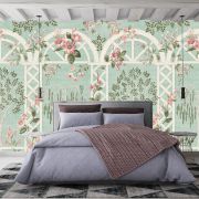 Pergola çevresinde çiçekler poster duvar kağıdı