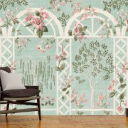 Pergola çevresinde çiçekler poster duvar kağıdı