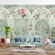 Pergola çevresinde çiçekler poster duvar kağıdı