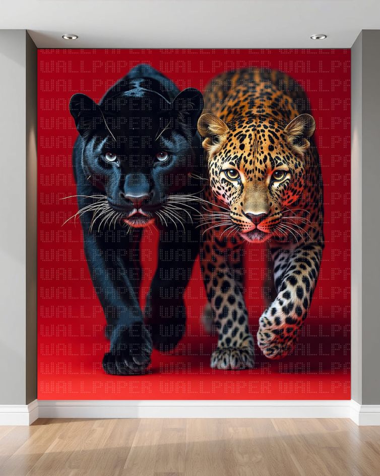 Siyah ve benekli leopar poster duvar kağıdı