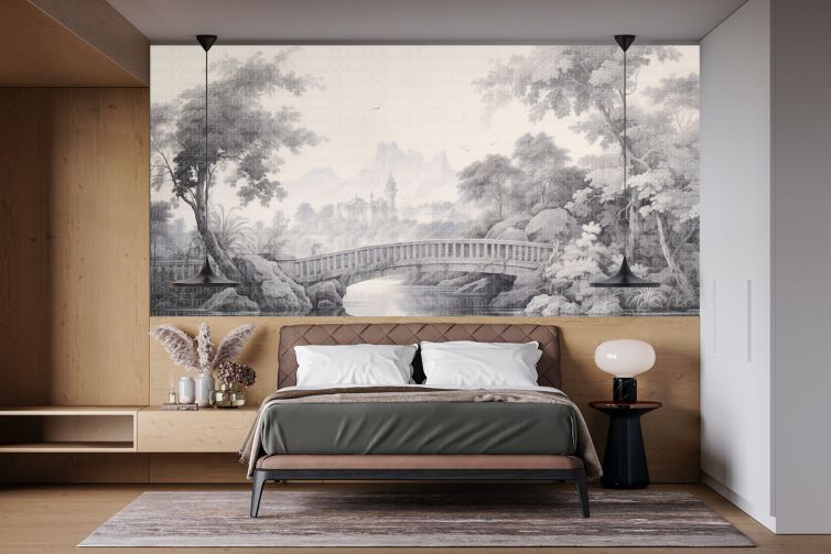 Soft manzara göl köprü poster duvar kağıdı