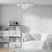 Soft renkli karelerden desen çocuk odası poster duvar kağıdı