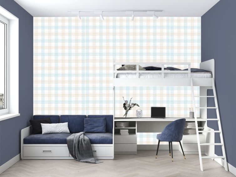 Soft renkli karelerden desen çocuk odası poster duvar kağıdı