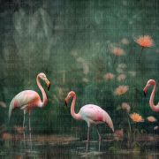 Suluboya üç flamingo poster duvar kağıdı