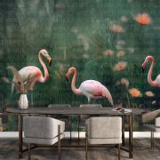 Suluboya üç flamingo poster duvar kağıdı