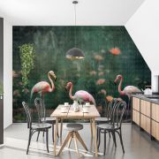 Suluboya üç flamingo poster duvar kağıdı