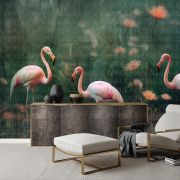 Suluboya üç flamingo poster duvar kağıdı