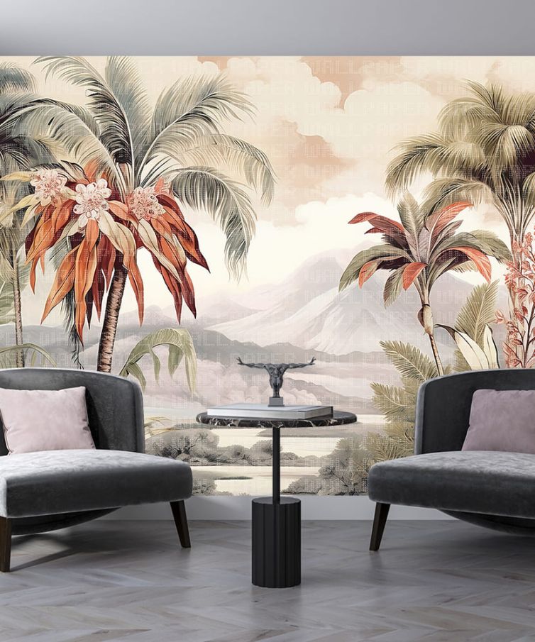 Tropik görüntü renkli yapraklar poster duvar kağıdı