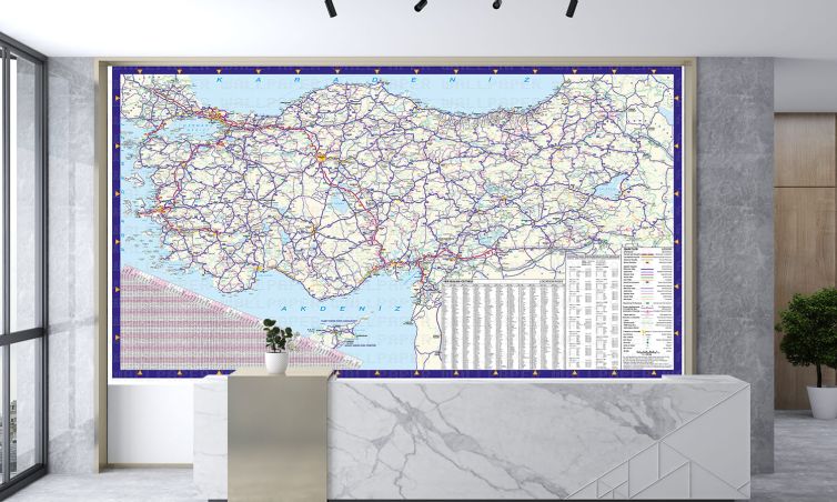 Türkiye turistik karayolları haritası poster duvar kağıdı