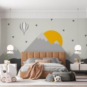 Dağ güneş balon çocuk odası poster duvar kağıdı