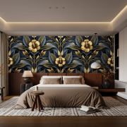 Art deco çiçek desen poster duvar kağıdı