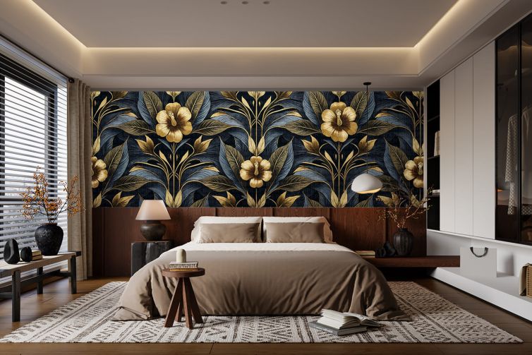 Art deco çiçek desen poster duvar kağıdı