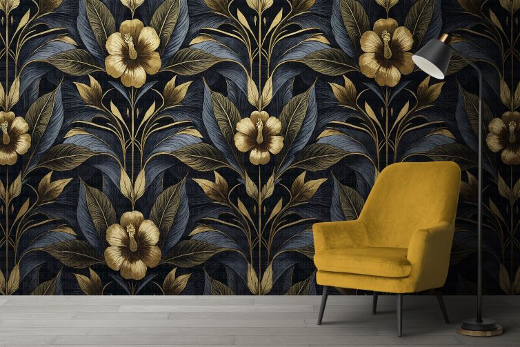 Art deco çiçek desen poster duvar kağıdı