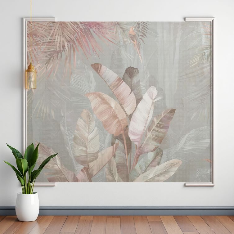 Pastel tonlarda kauçuk yaprakları poster duvar kağıdı